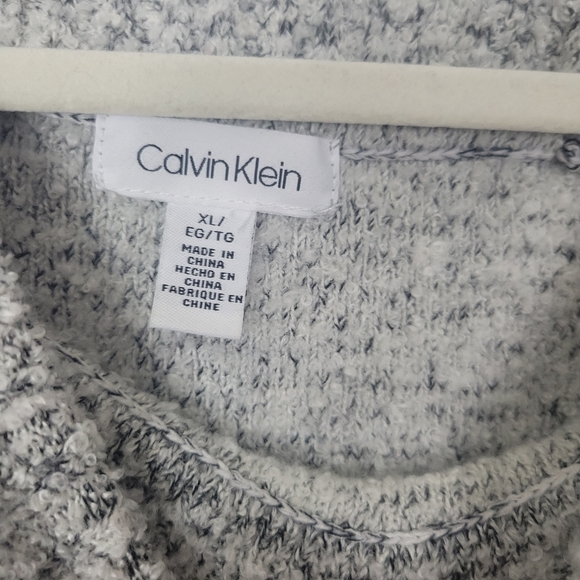 Calvin Klein Grey Popcorn Textured Wool Blend Cowl Neck Sweater XL - Picture 5 of 6